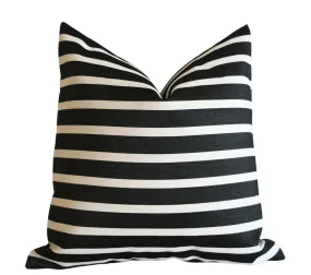 Black Striped Outdoor Pillow Cover / 18x18 Outdoor Large Black Cushion / 18x18 Genuine Sunbrella Pillow / Black Stripe Pillow cover 18x18