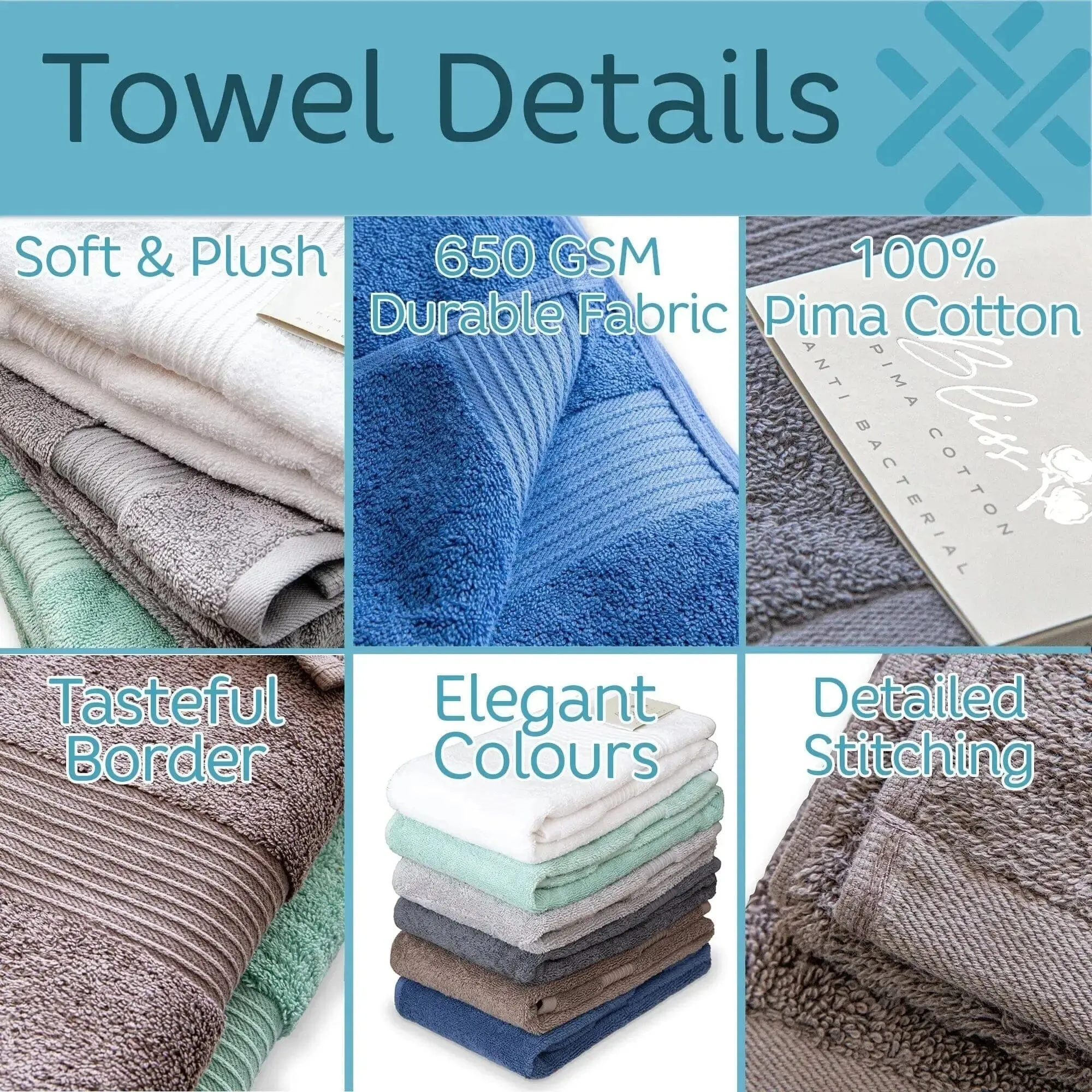 Bliss Pima Cotton 7 Piece Towel Bale Set 650gsm