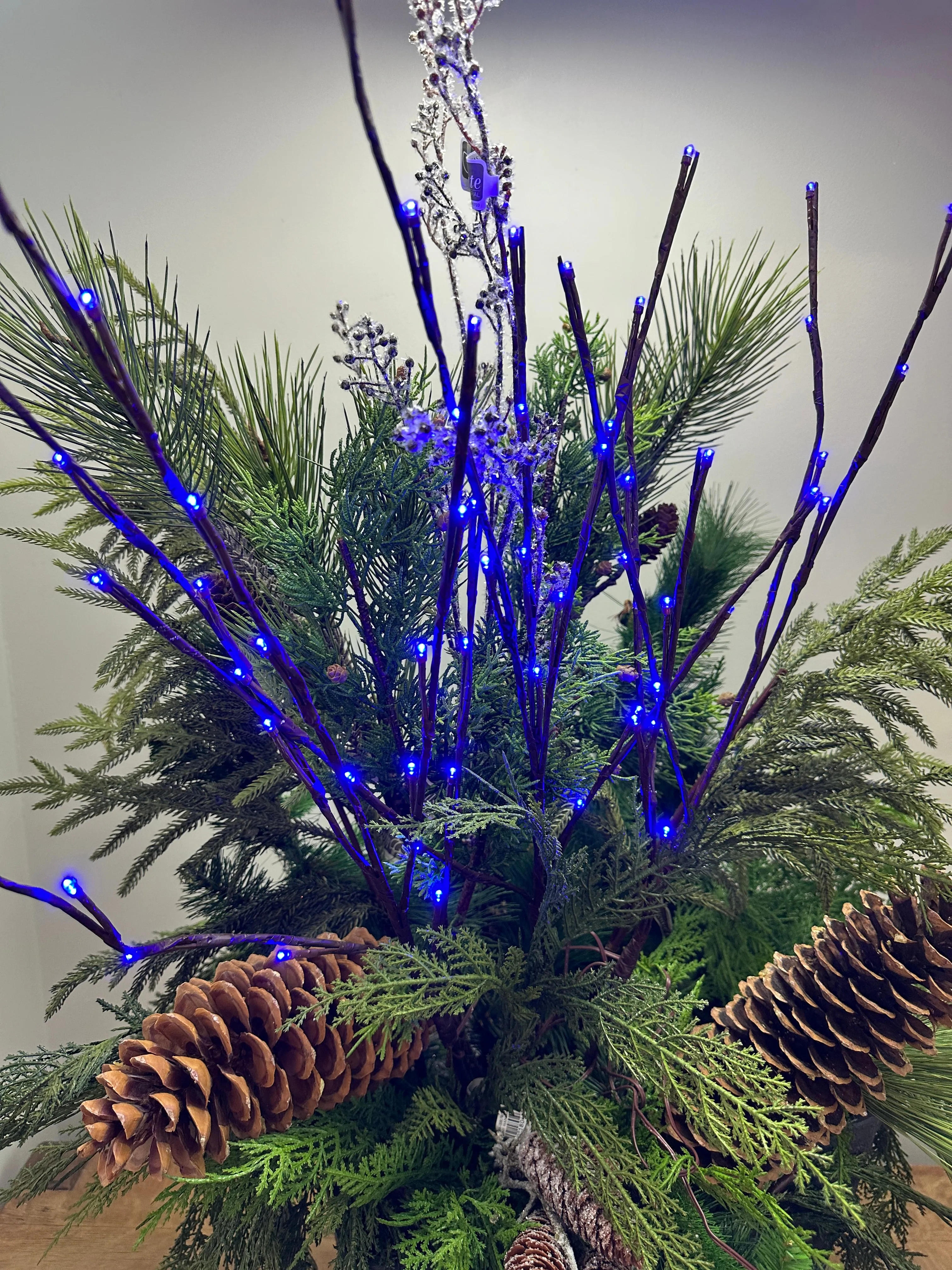 Blue Lighted Branch Set of 3