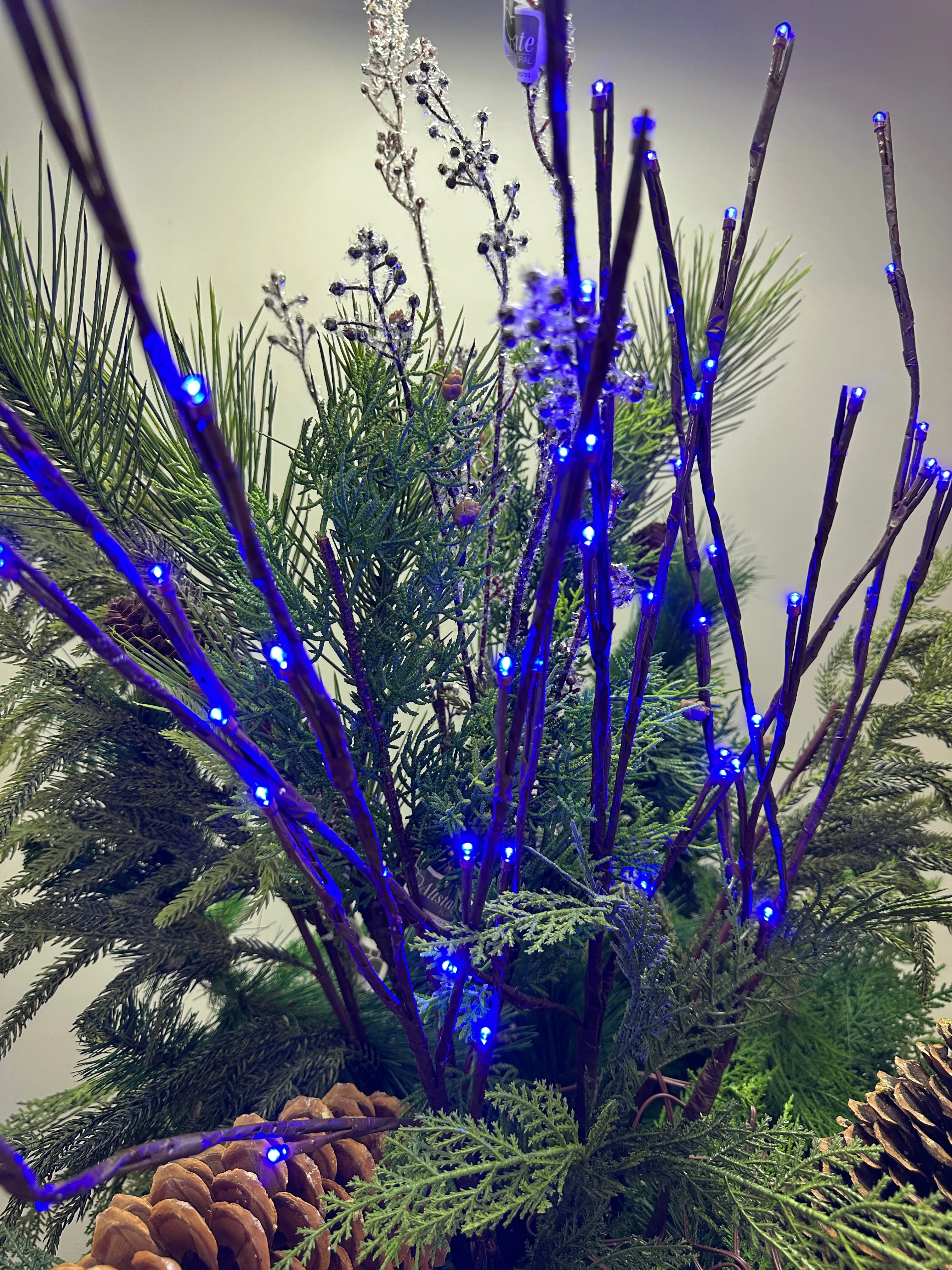 Blue Lighted Branch Set of 3