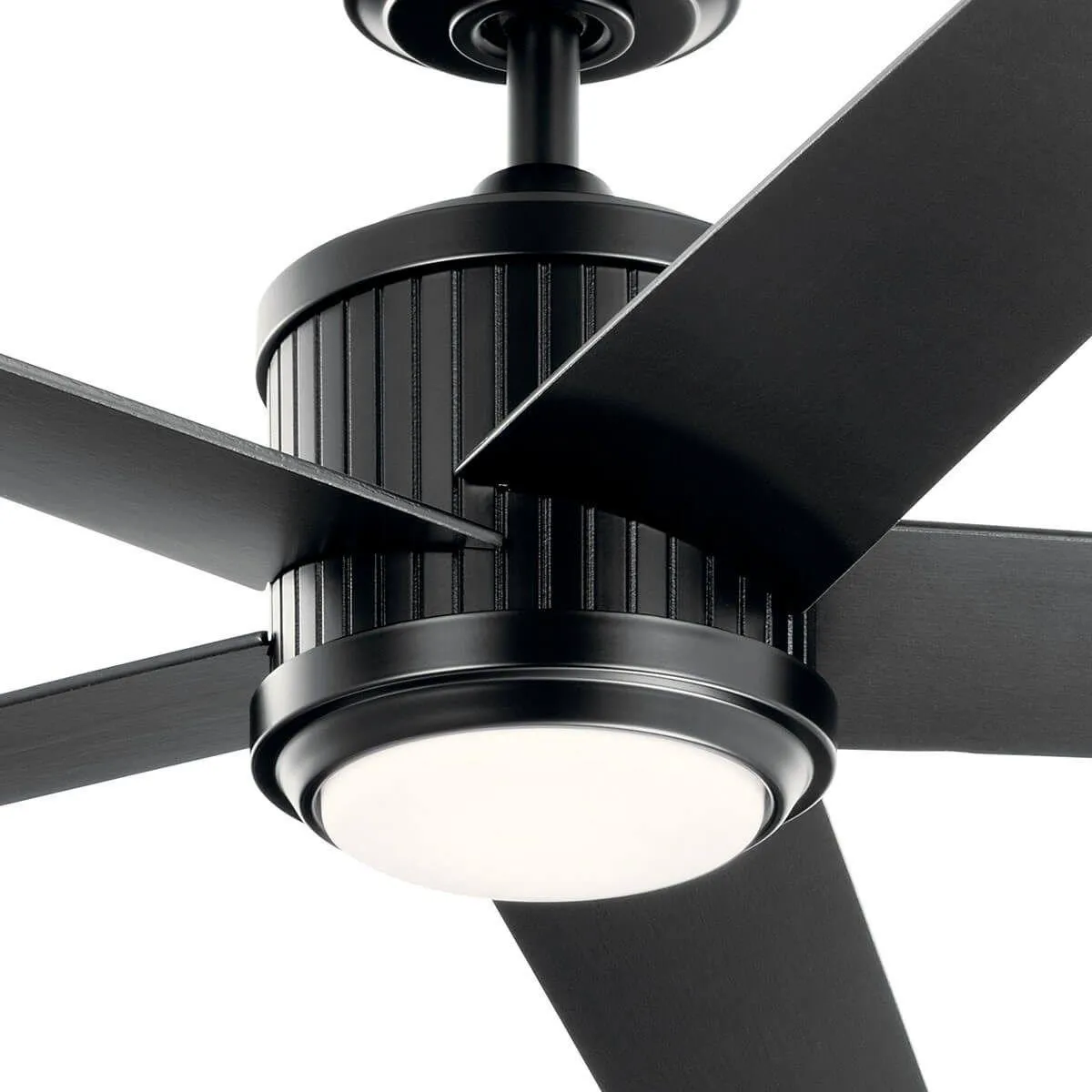 Brahm 56 Inch Satin Black LED Indoor Ceiling Fan with Remote, Reversible Black and Silver Blades