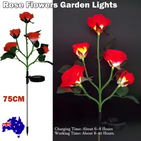 Brighter Waterproof Solar Garden Rose Lights, 5 Flowers, 75cm