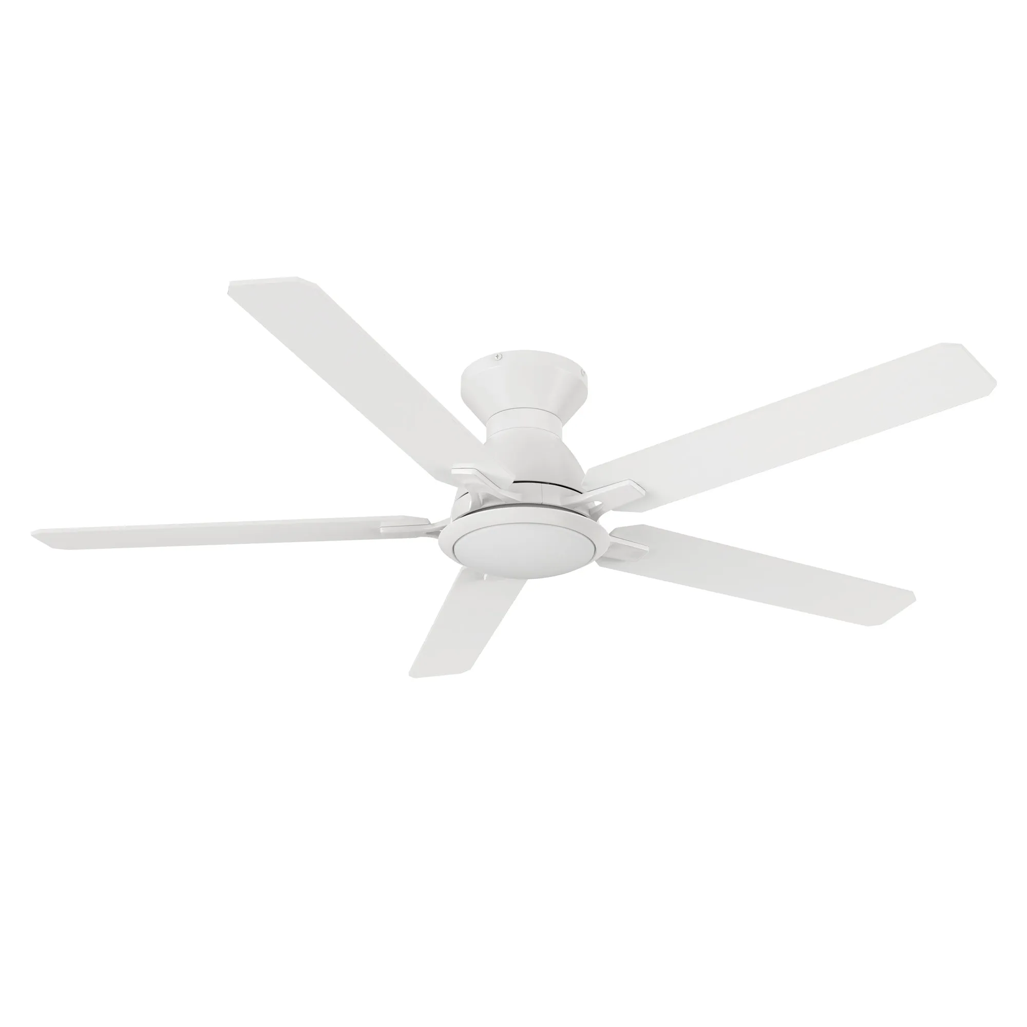 BRISTOL 52 inch 5-Blade Flush Mount Ceiling Fan with LED Light & Remote Control - White/White