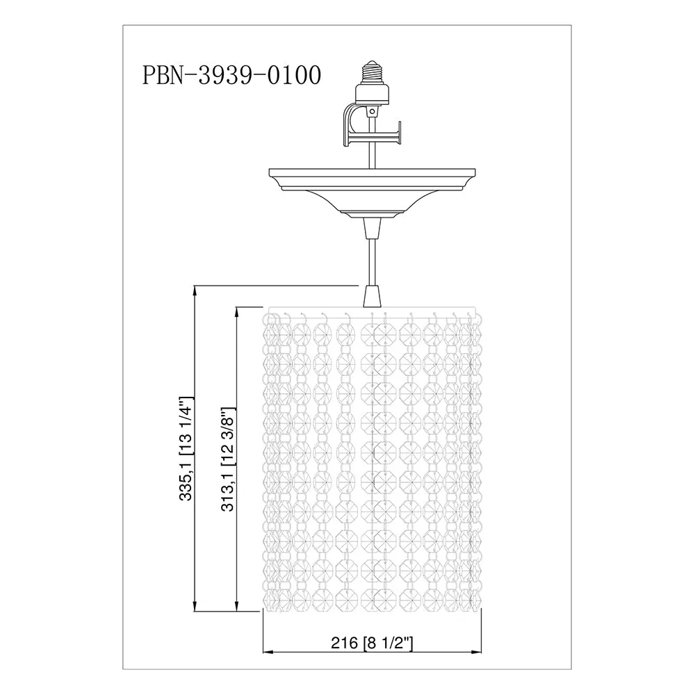 Brushed Nickel Grand Crystal Shade Instant Pendant Recessed Can Conversion Kit