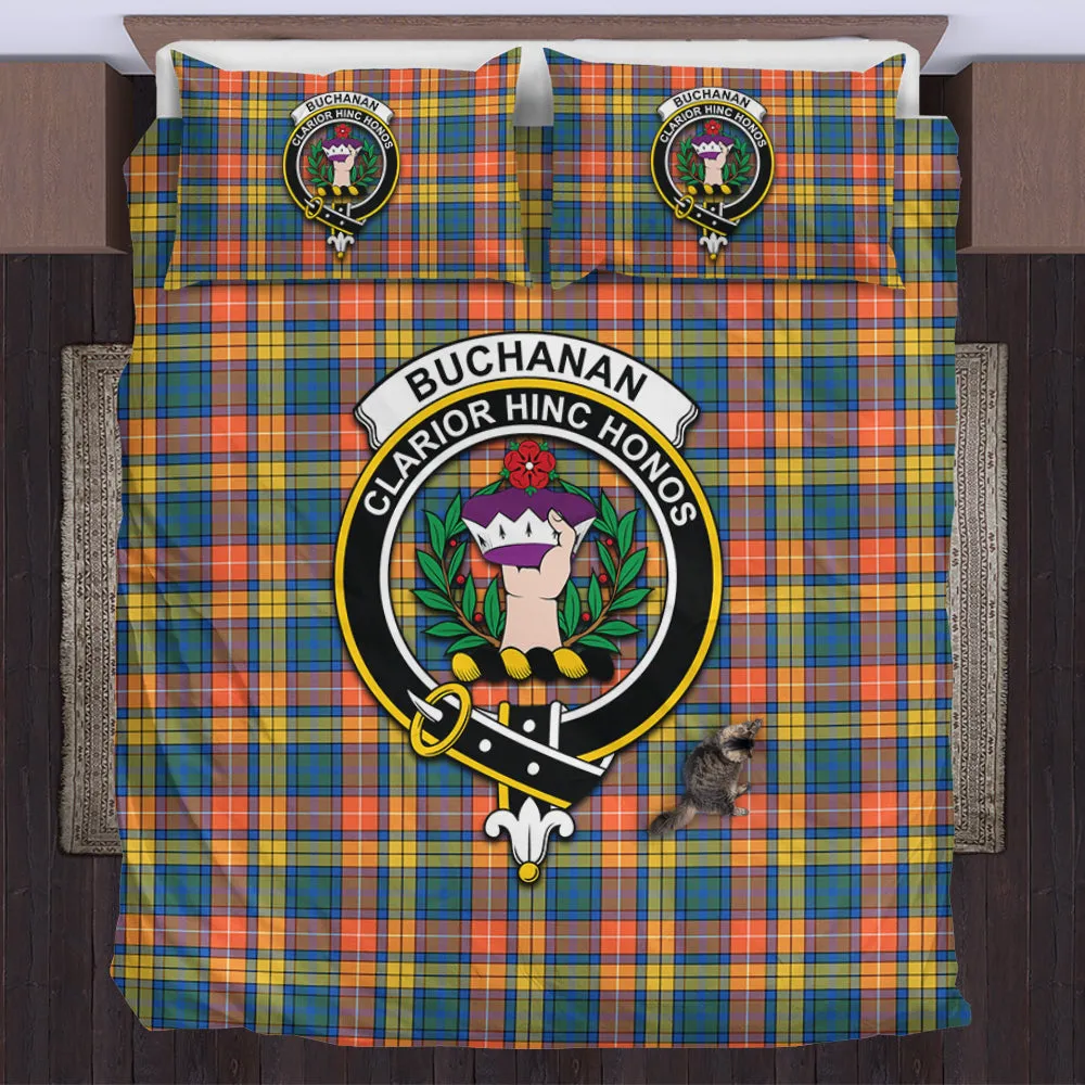 Buchanan Ancient Tartan Bedding Set with Family Crest