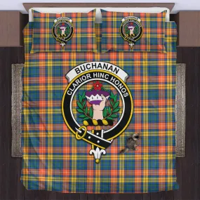 Buchanan Ancient Tartan Bedding Set with Family Crest