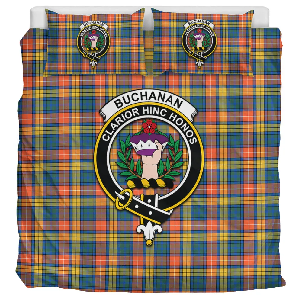 Buchanan Ancient Tartan Bedding Set with Family Crest