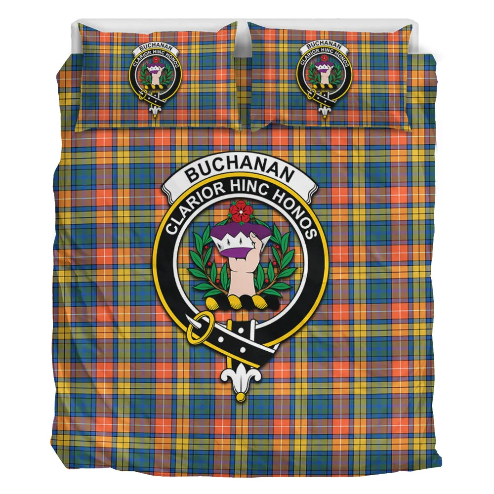 Buchanan Ancient Tartan Bedding Set with Family Crest