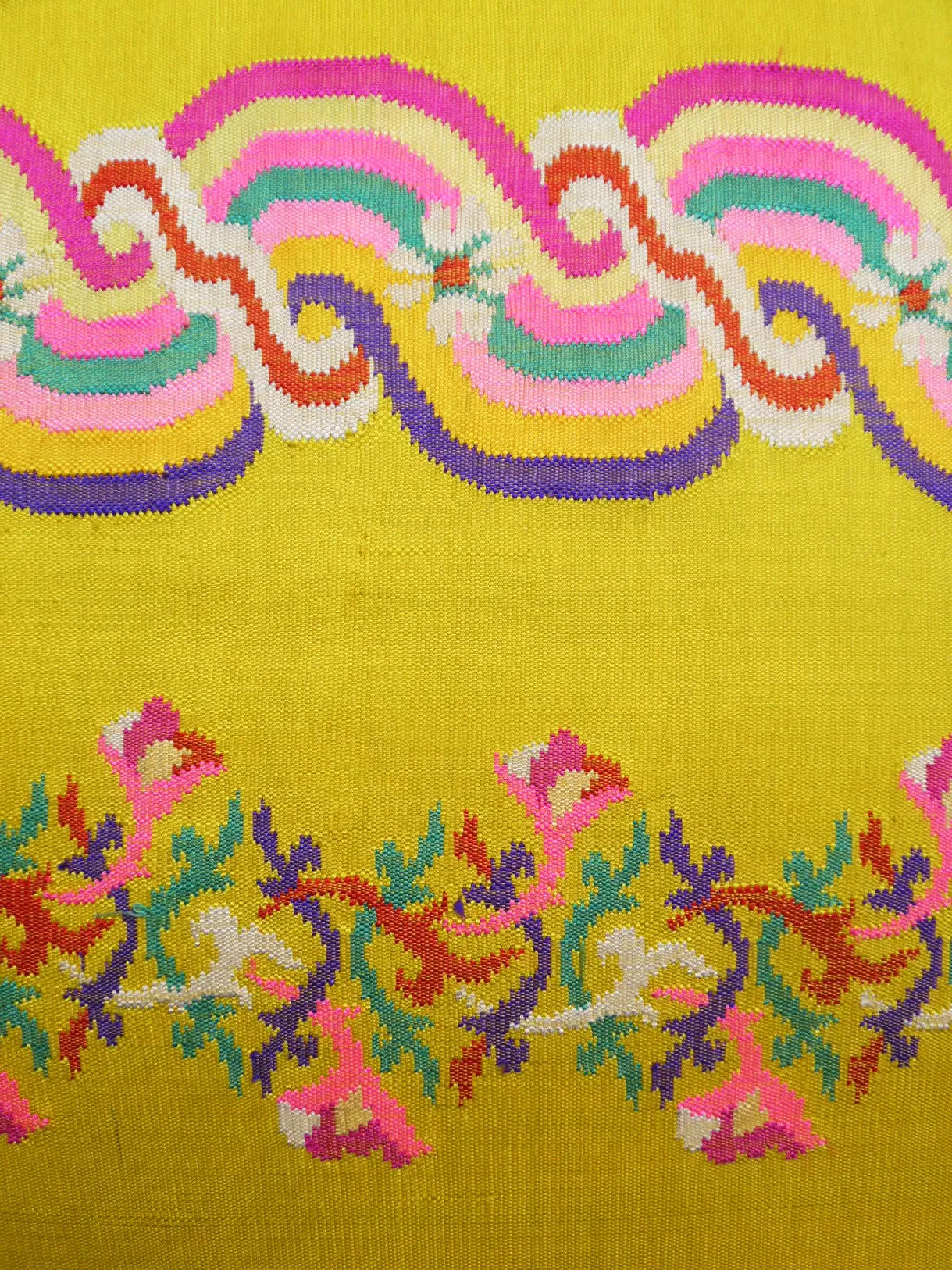 Burmese Silk Pillow Bright Yellow