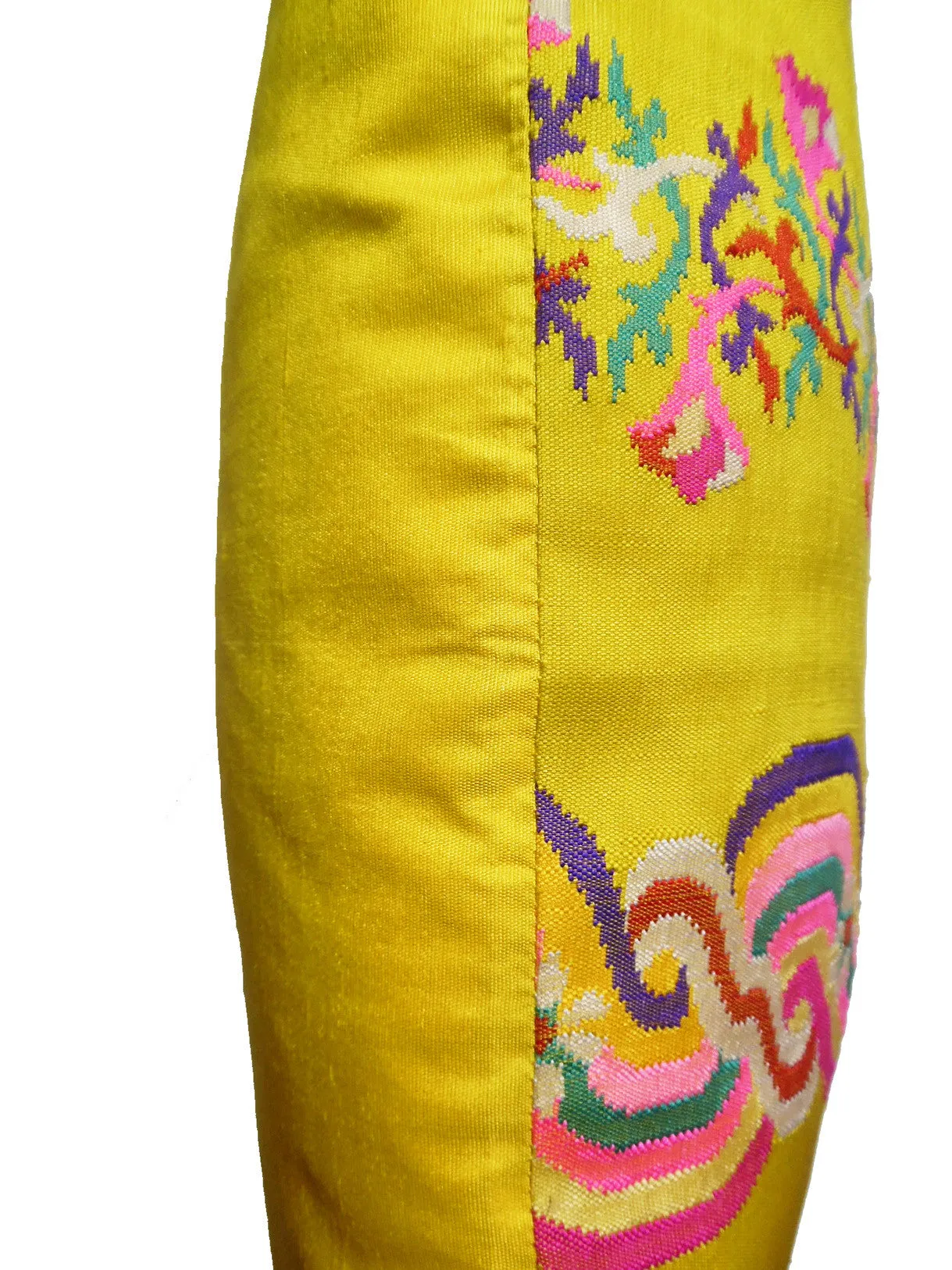 Burmese Silk Pillow Bright Yellow