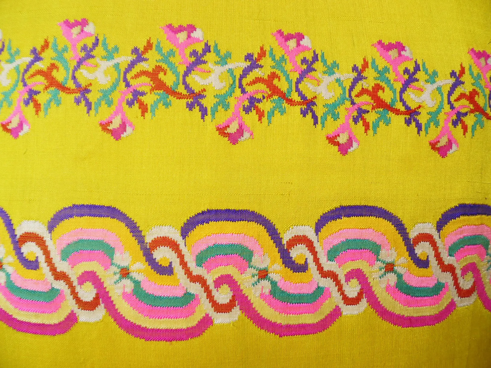 Burmese Silk Pillow Bright Yellow