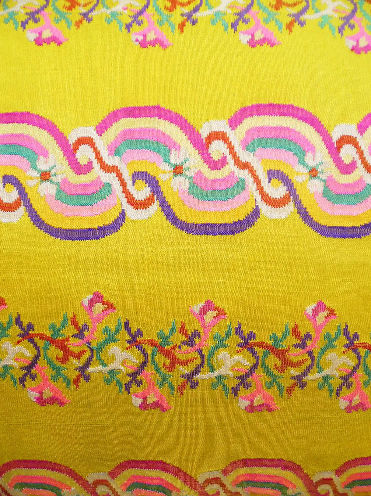 Burmese Silk Pillow Bright Yellow