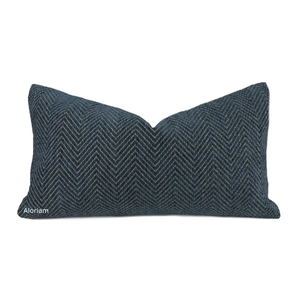 Cambridge Dark Blue Herringbone Chenille Pillow Cover