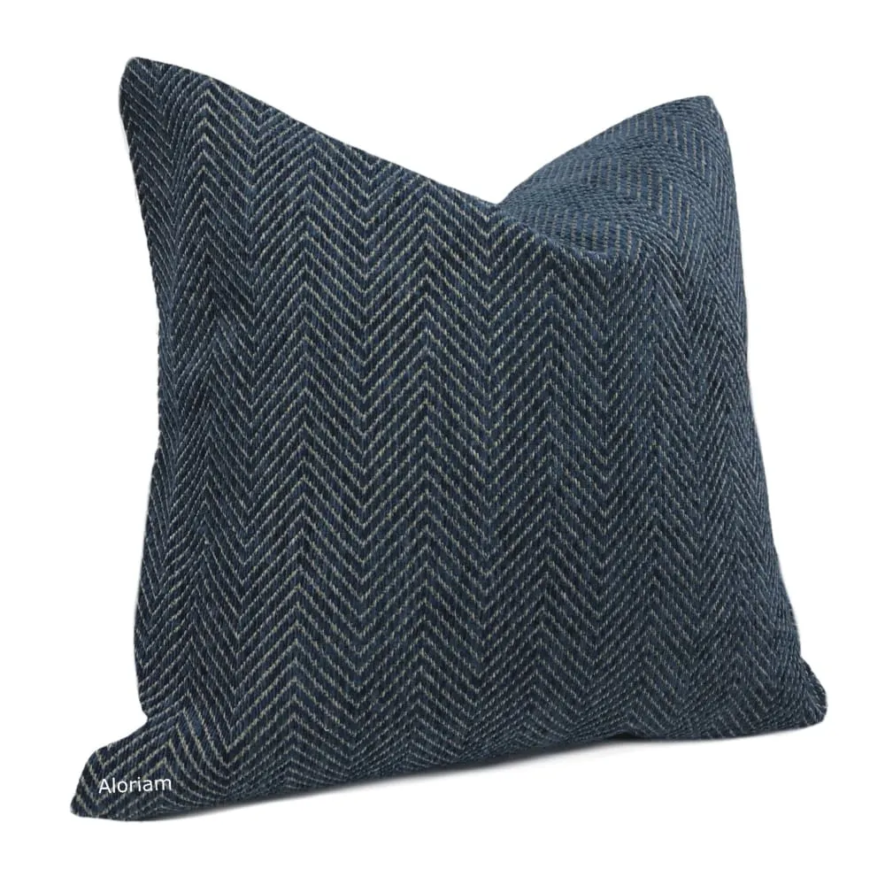 Cambridge Dark Blue Herringbone Chenille Pillow Cover