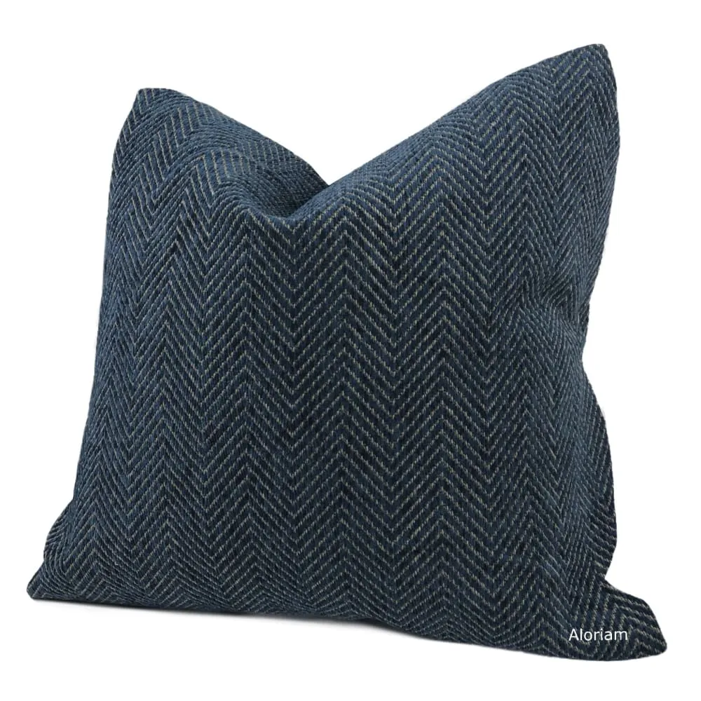 Cambridge Dark Blue Herringbone Chenille Pillow Cover