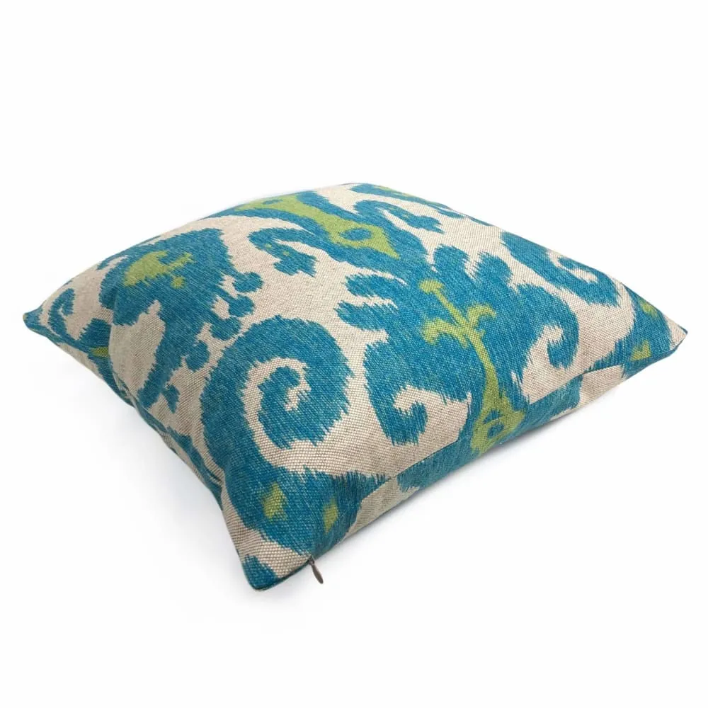 Casbah Blue Green Beige Ethnic Ikat Pillow Cover (Made from Lacefield Designs Fabric)