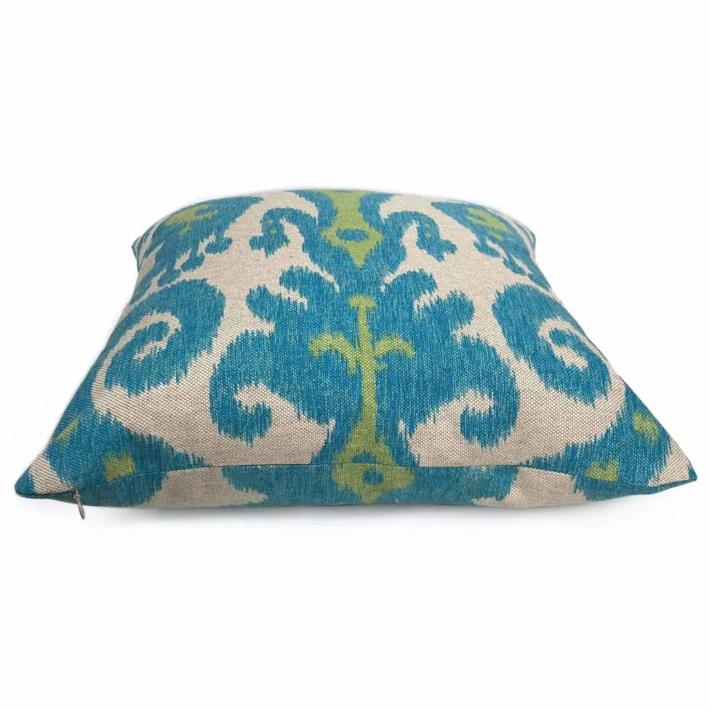 Casbah Blue Green Beige Ethnic Ikat Pillow Cover (Made from Lacefield Designs Fabric)