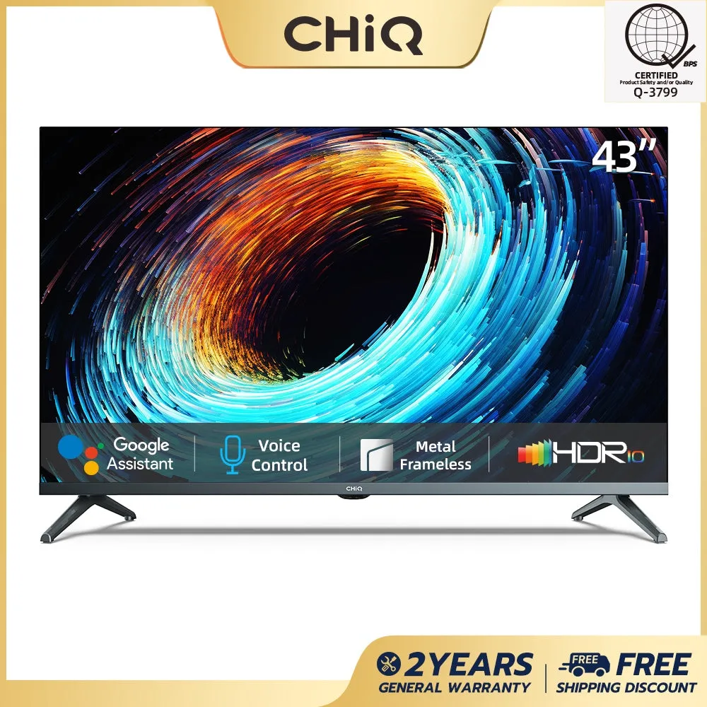 CHiQ L43M8T 43 inch Android 11 Smart TV,FHD,Voice Control, Netflix Google play , Led TV with Brackt