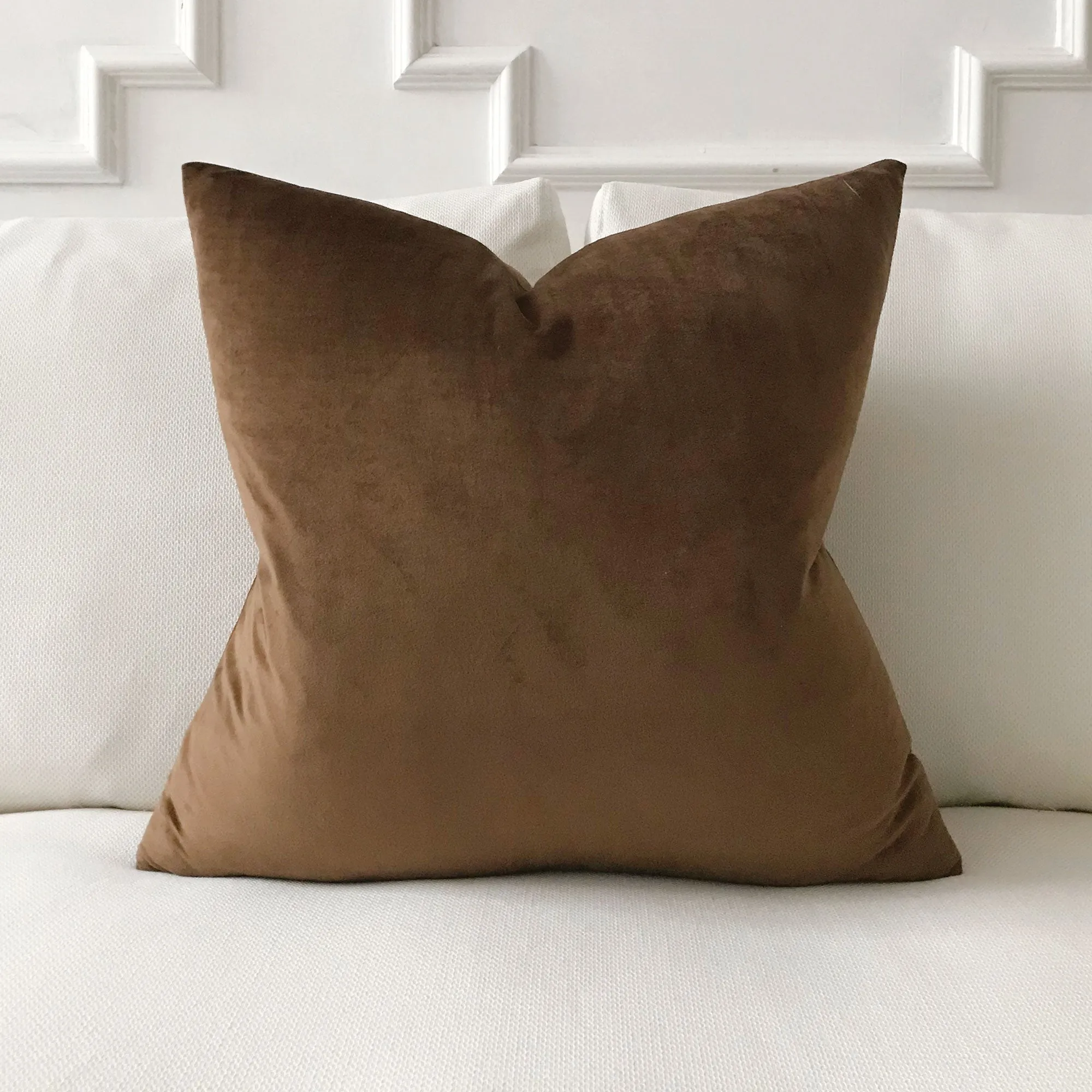 Chocolate Velvet Throw Pillow Cover 22x22