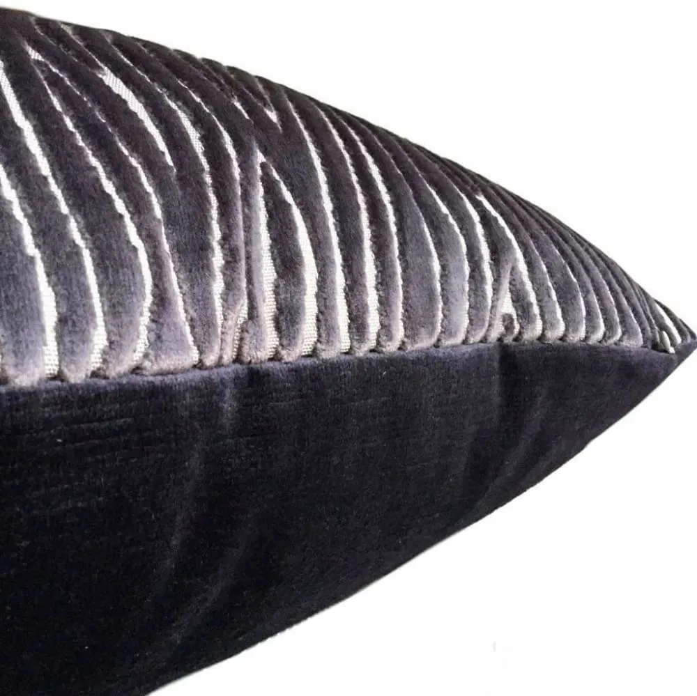 Clarke & Clarke Onda Smoky Brown Purple Cut Velvet Faux Bois Abstract Pillow Cover