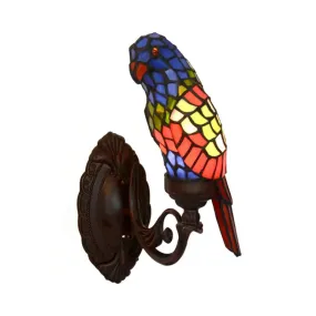 Classic Parrot Stained Glass Wall Light - Single-Bulb Fixture for Living Room