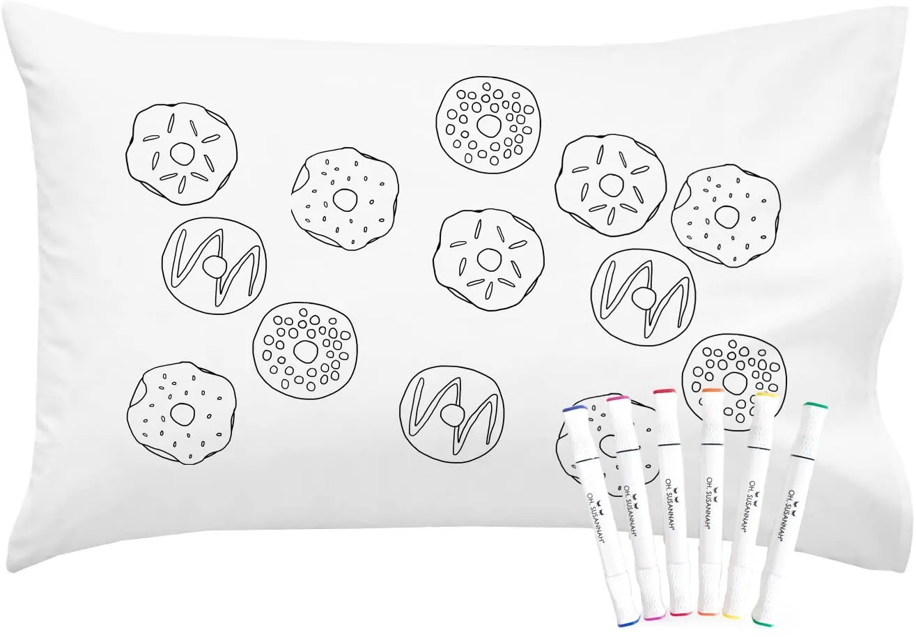 Colorable Donuts Pillowcase With Markers