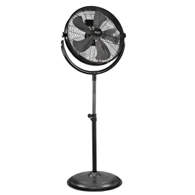 Comfort Zone 20" 3-Speed High-Velocity Industrial Pedesetal Fan in Black