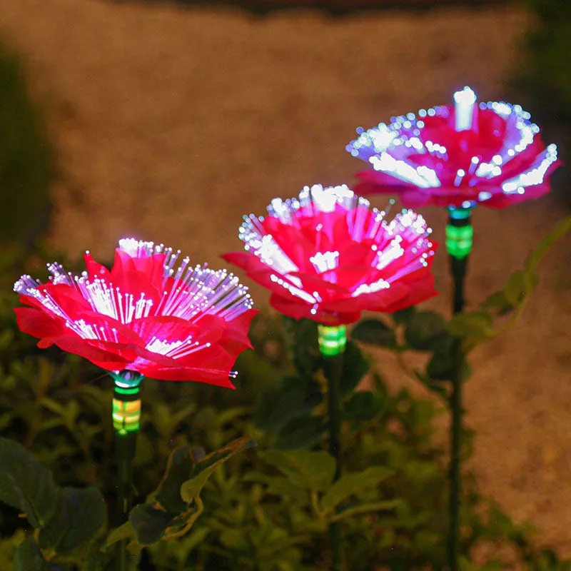 Contemporary Creative Solar Stainless Steel Fabric Rose LED Outdoor Ground Plug Light For Garden