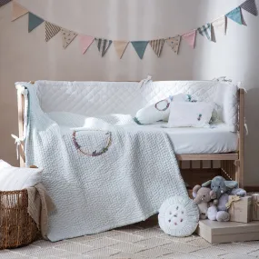 Cotton Baby Bedding Set | Twirl & Tuck | Ivory & Teal