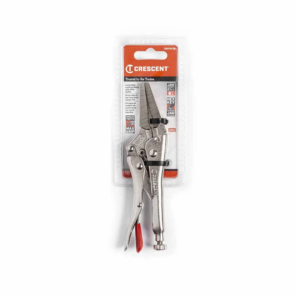 Crescent C6NVN-08 6" Long Nose Locking Pliers with Wire Cutter