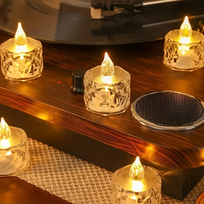 Crystal Pattern Electronic Tea Lights for Festive Indoor Decor