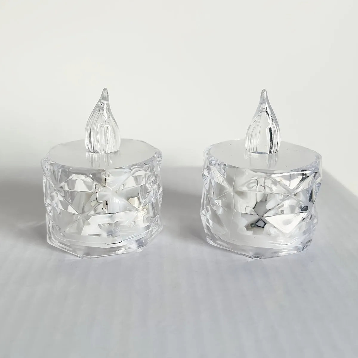 Crystal Pattern Electronic Tea Lights for Festive Indoor Decor