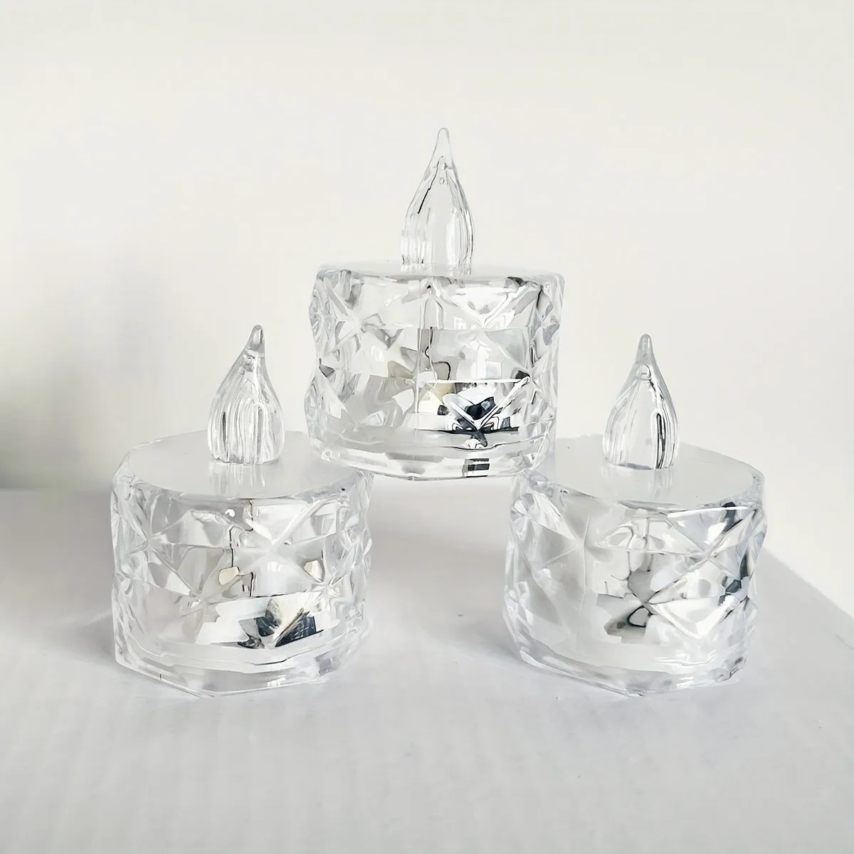 Crystal Pattern Electronic Tea Lights for Festive Indoor Decor