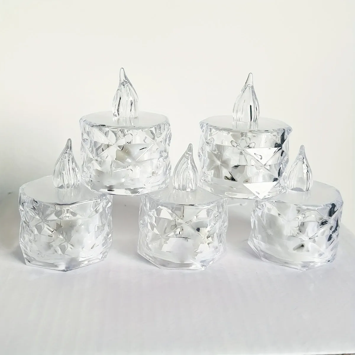 Crystal Pattern Electronic Tea Lights for Festive Indoor Decor