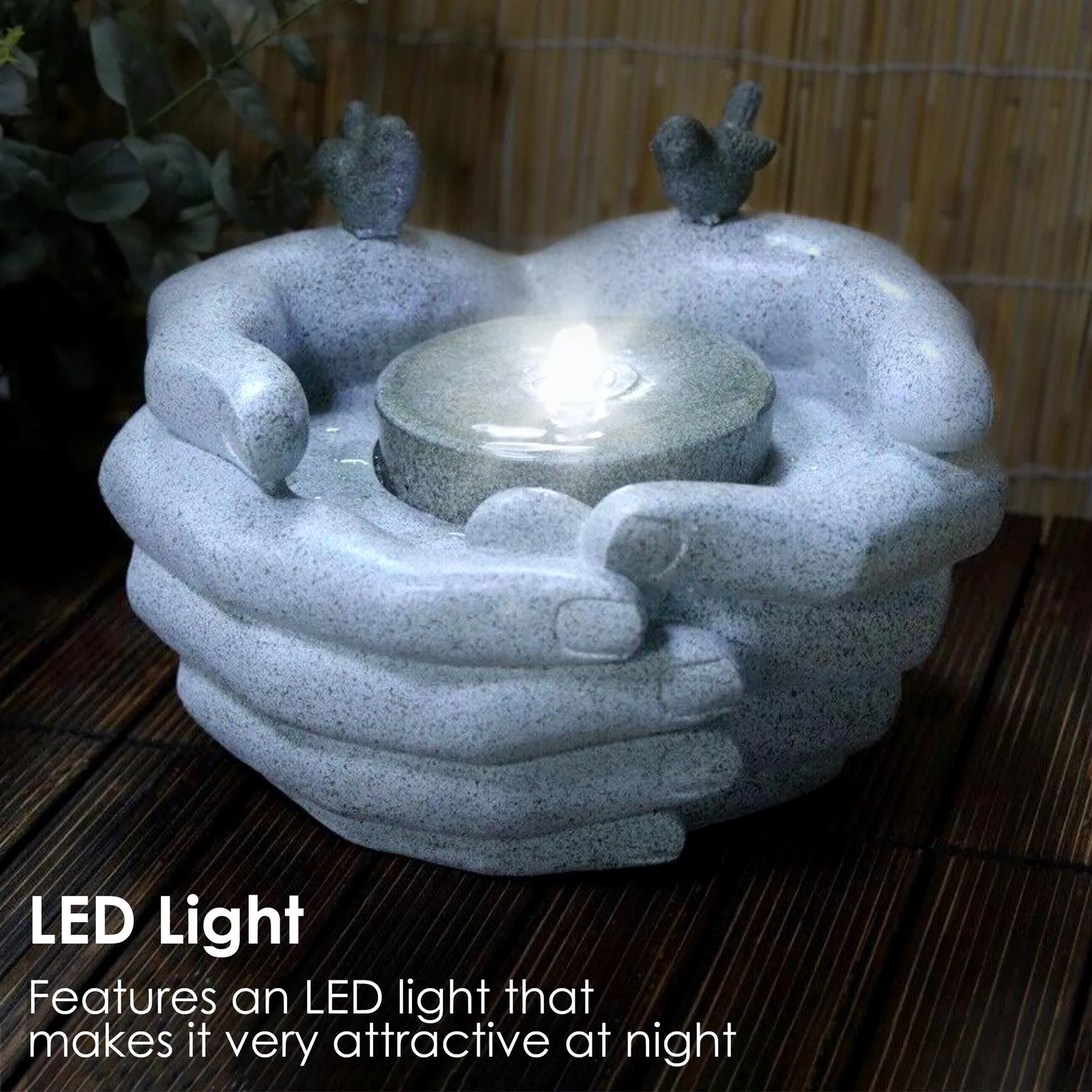 Cupped Hands Water Feature Outdoor With LED