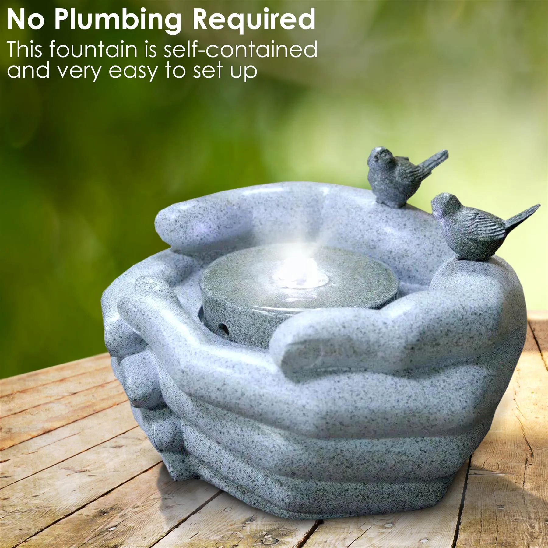 Cupped Hands Water Feature Outdoor With LED