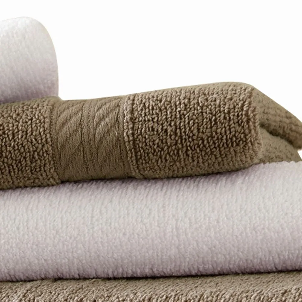 Dana 6 Piece Soft Egyptian Cotton Towel Set, Striped Pattern, Taupe, White By Casagear Home