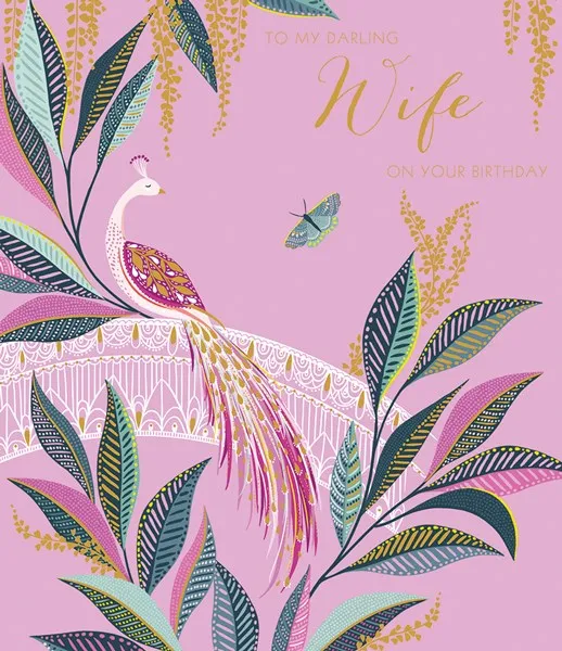 Darling Wife bird birthday card