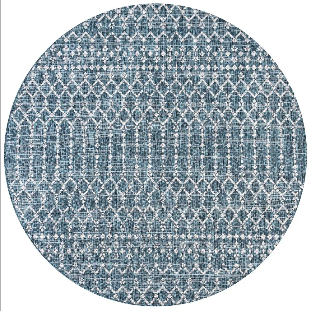 Dean Moroccan Geometric Textured Weave Indoor/outdoor Round Rug