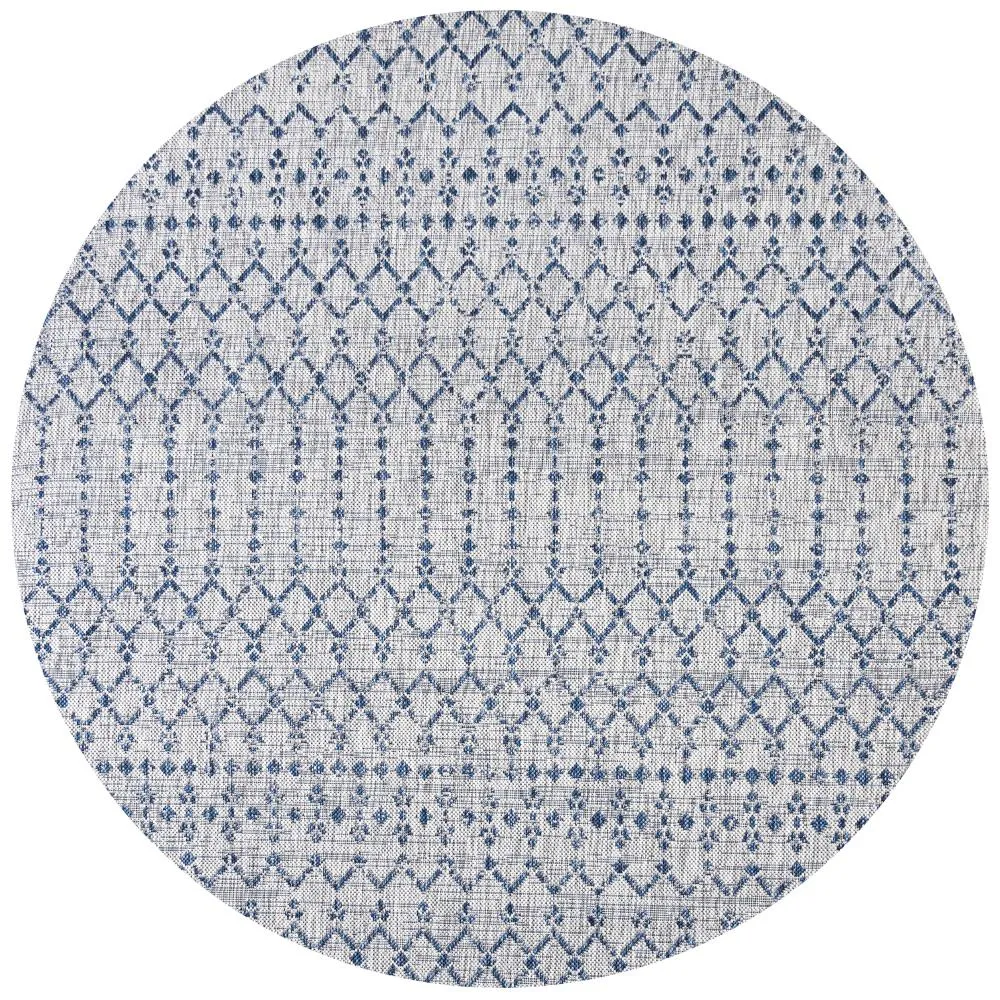 Dean Moroccan Geometric Textured Weave Indoor/outdoor Round Rug