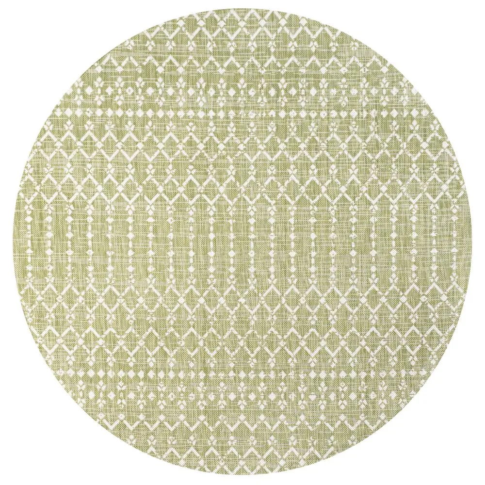 Dean Moroccan Geometric Textured Weave Indoor/outdoor Round Rug