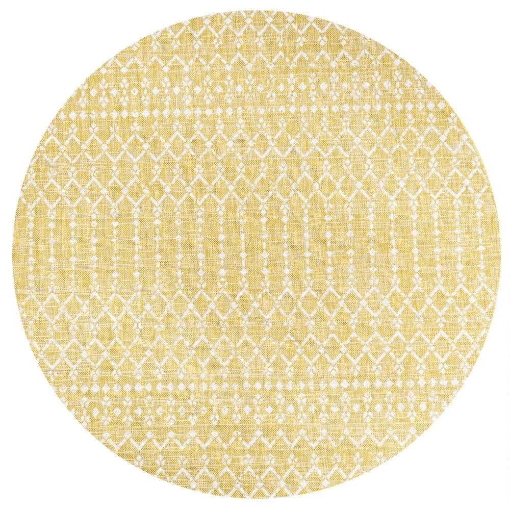 Dean Moroccan Geometric Textured Weave Indoor/outdoor Round Rug