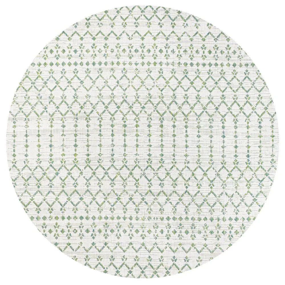 Dean Moroccan Geometric Textured Weave Indoor/outdoor Round Rug