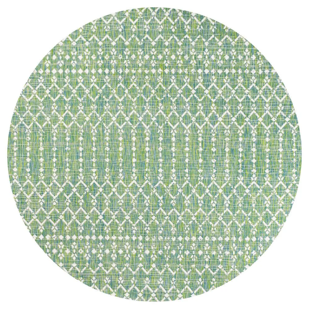 Dean Moroccan Geometric Textured Weave Indoor/outdoor Round Rug