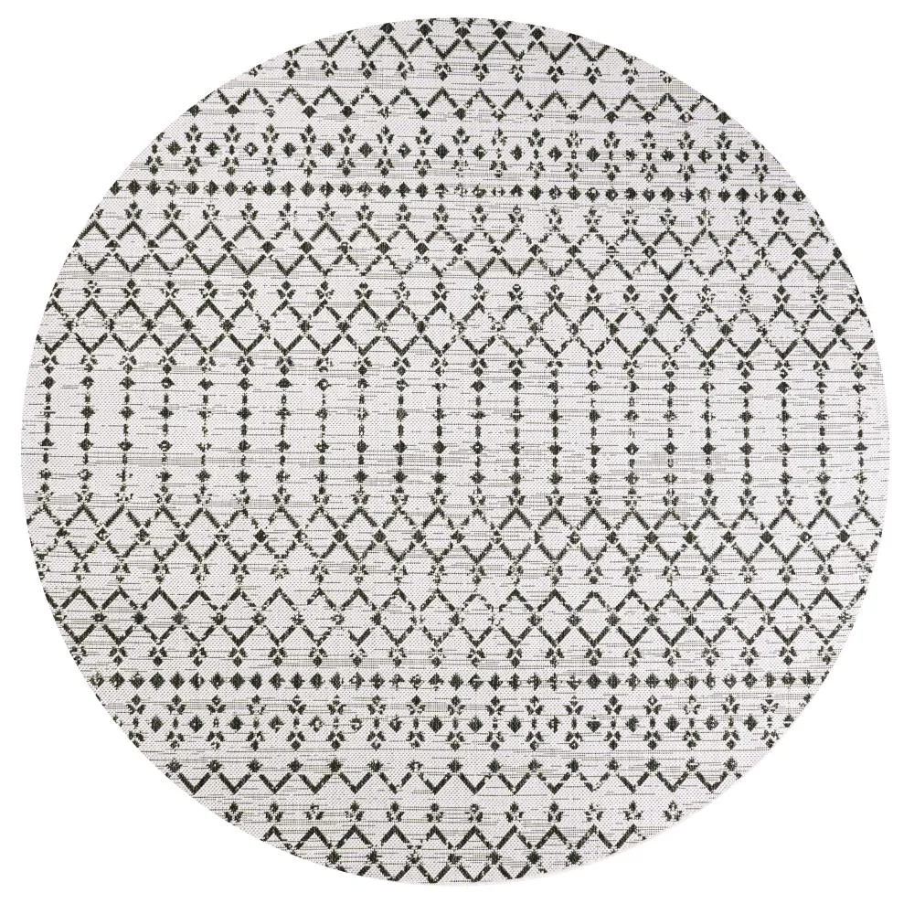 Dean Moroccan Geometric Textured Weave Indoor/outdoor Round Rug