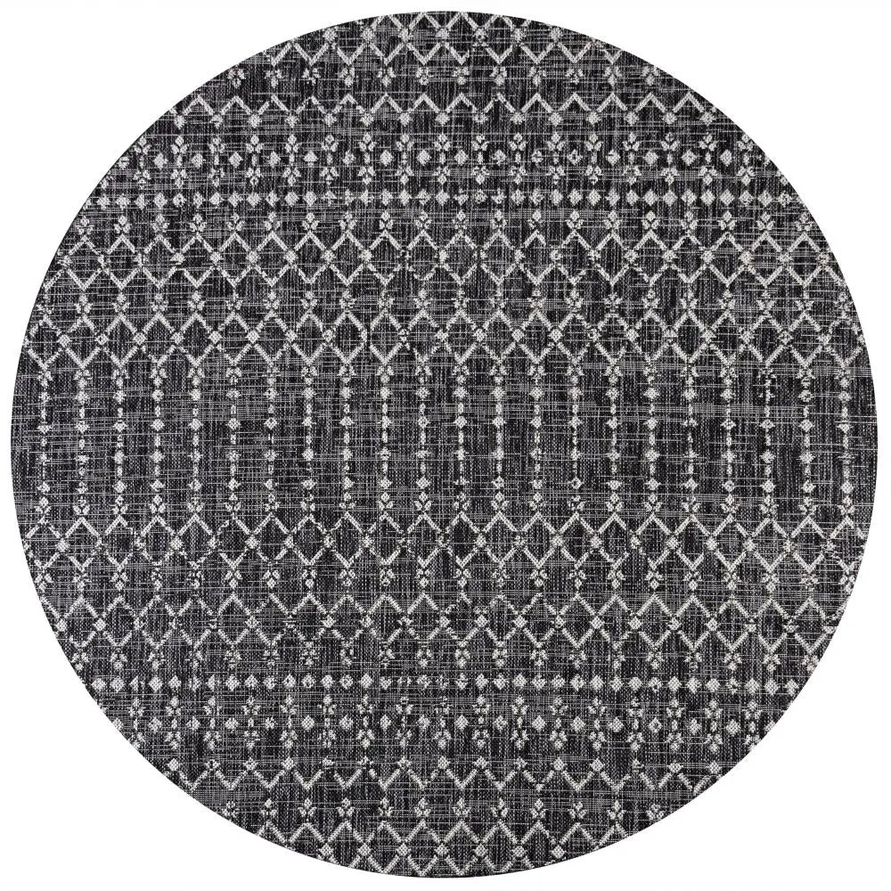 Dean Moroccan Geometric Textured Weave Indoor/outdoor Round Rug