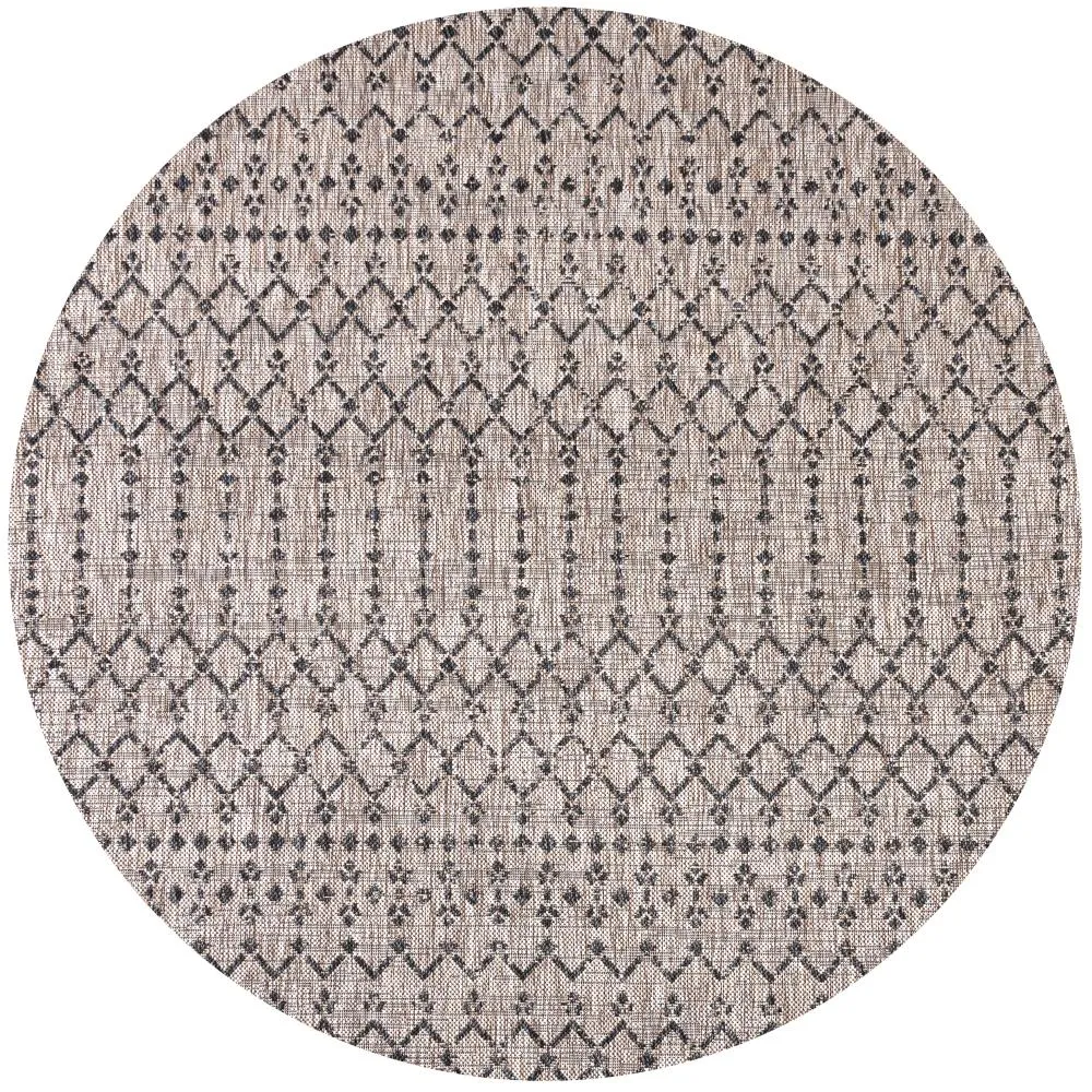 Dean Moroccan Geometric Textured Weave Indoor/outdoor Round Rug