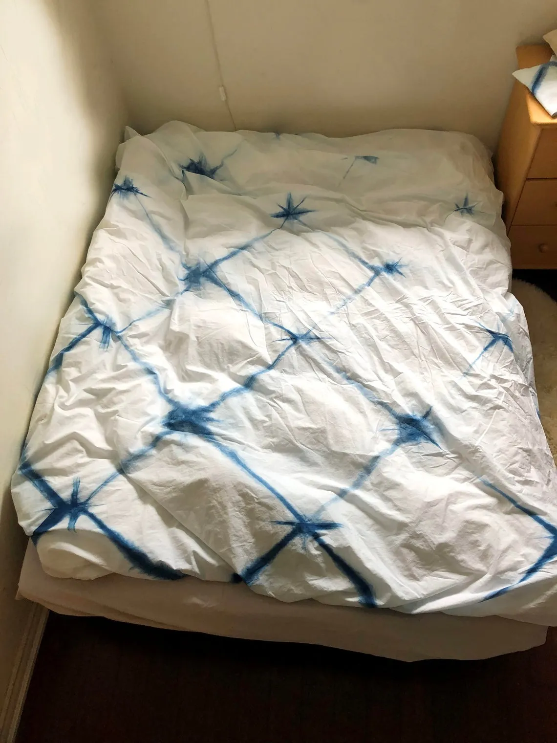 Duvet Set in Blue Rhombus Indigo Shibori