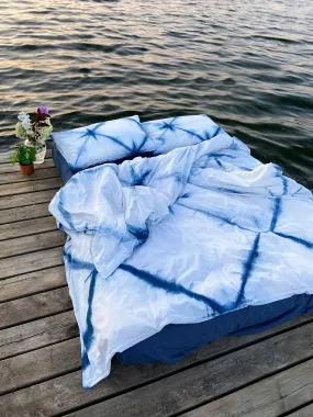 Duvet Set in Blue Rhombus Indigo Shibori