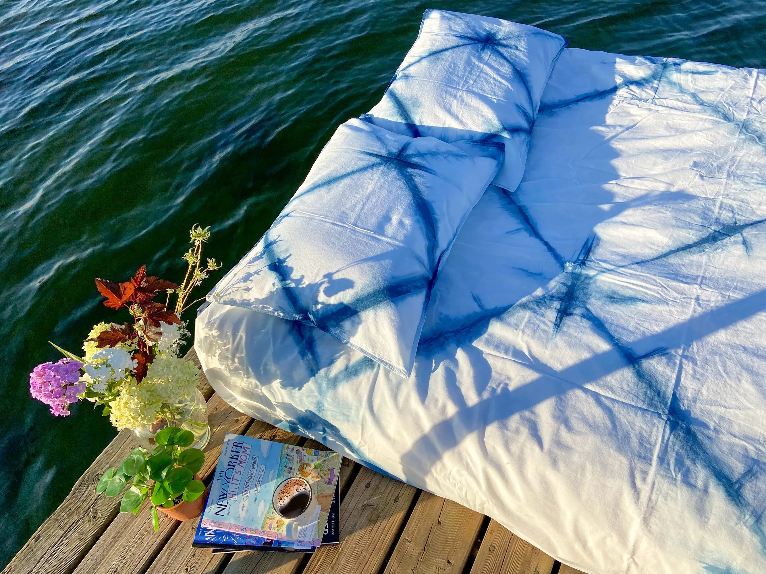 Duvet Set in Blue Rhombus Indigo Shibori